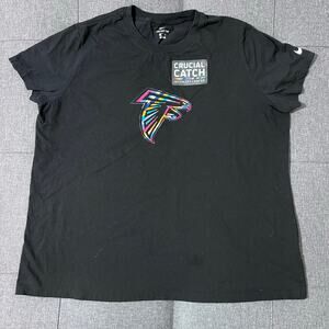 Nike Falcons Crucial Catch Cancer Shirt Women XXL Black Tee‎ NFL